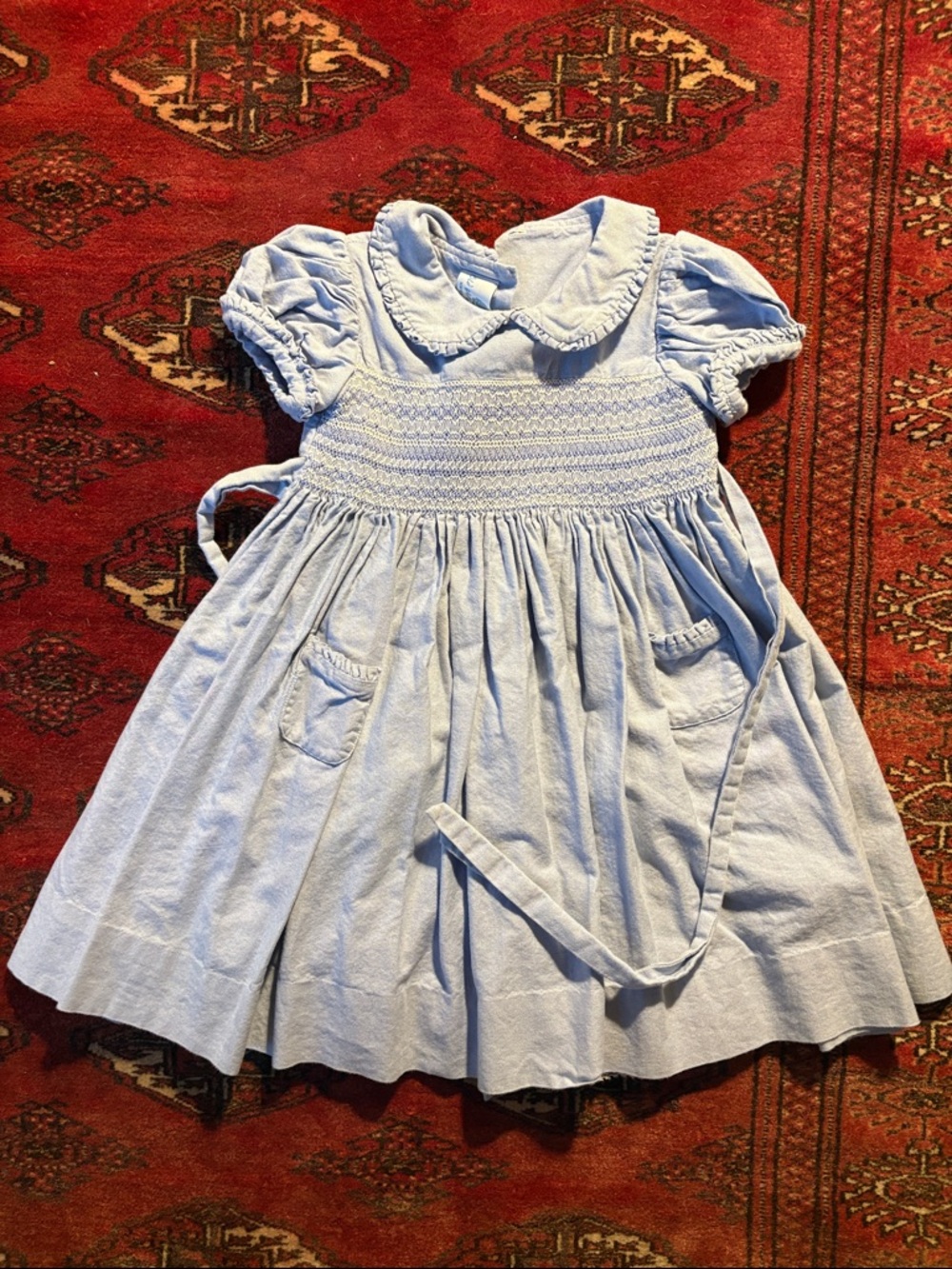 Blue Smocked Vintage double layered dress - incredible quality